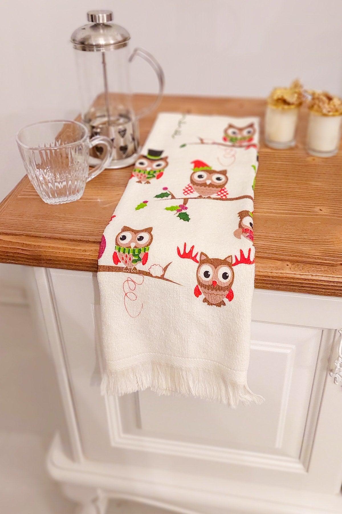 3 Piece Fringed Cotton 40x60 Cm Printed Towel Set Hand Face Kitchen Towel Soft Patterned Water Absorbent Set - Swordslife