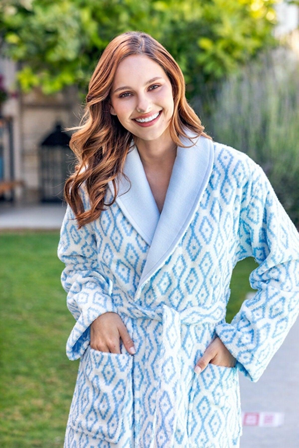 Bathrobe Set Seam Beige Blue - Swordslife