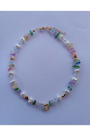 Multi Colored White Glitter Tip Natural Stone Necklace - Swordslife
