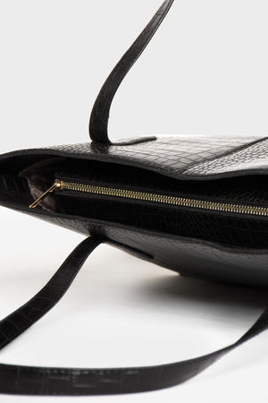 Women'S Crocodile Pattern 2-Sleeve Zippered Large Size Bag Shoulder Bag, Clutch Bag, Laptop Bag