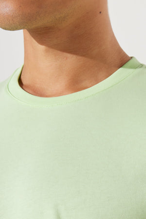 Men'S Light Green Slim Fit Slim Fit 100% Cotton Crew Neck Short Sleeved T-Shirt