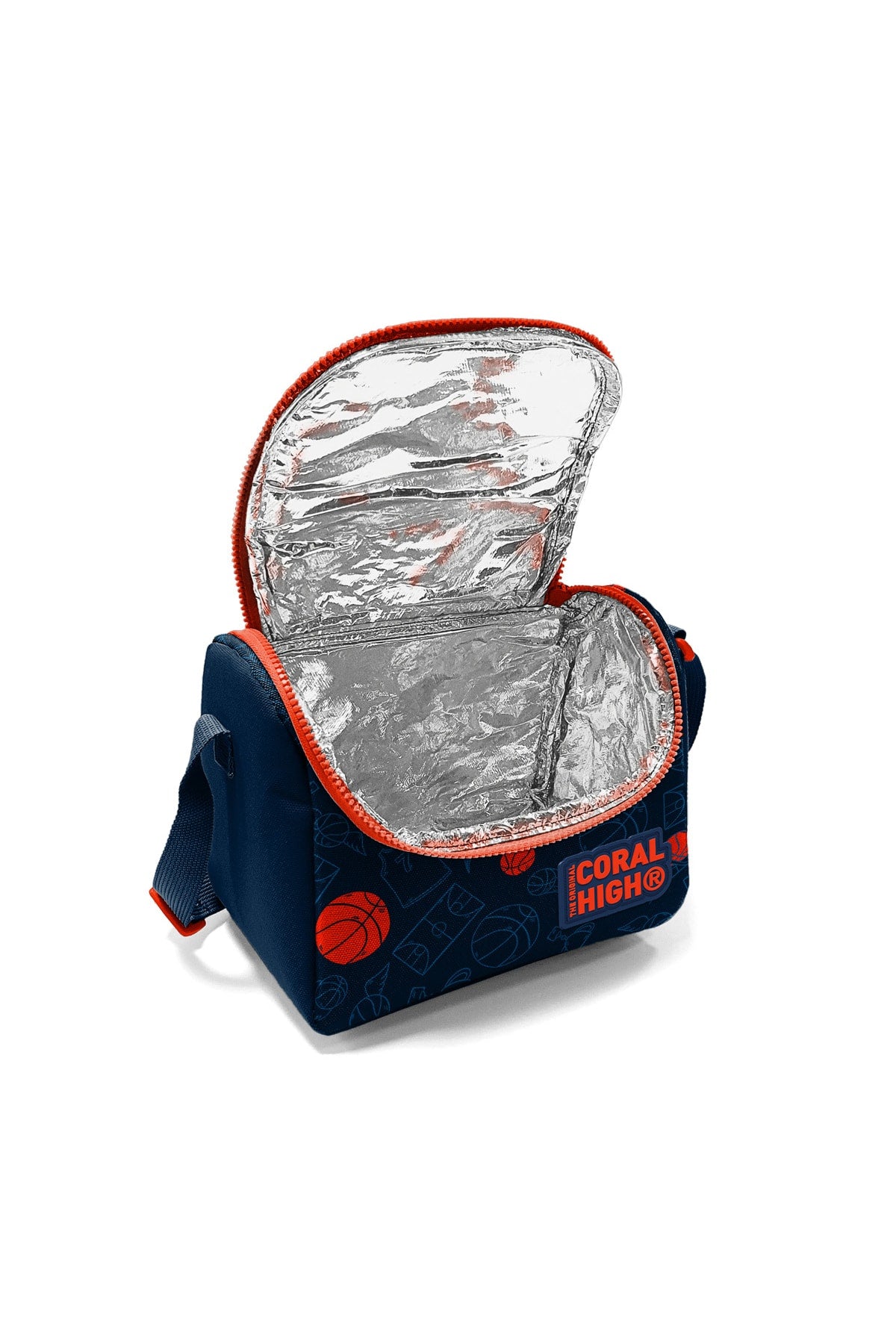 Kids Navy Blue Orange Basketball Patterned Three-Pack Bag Set