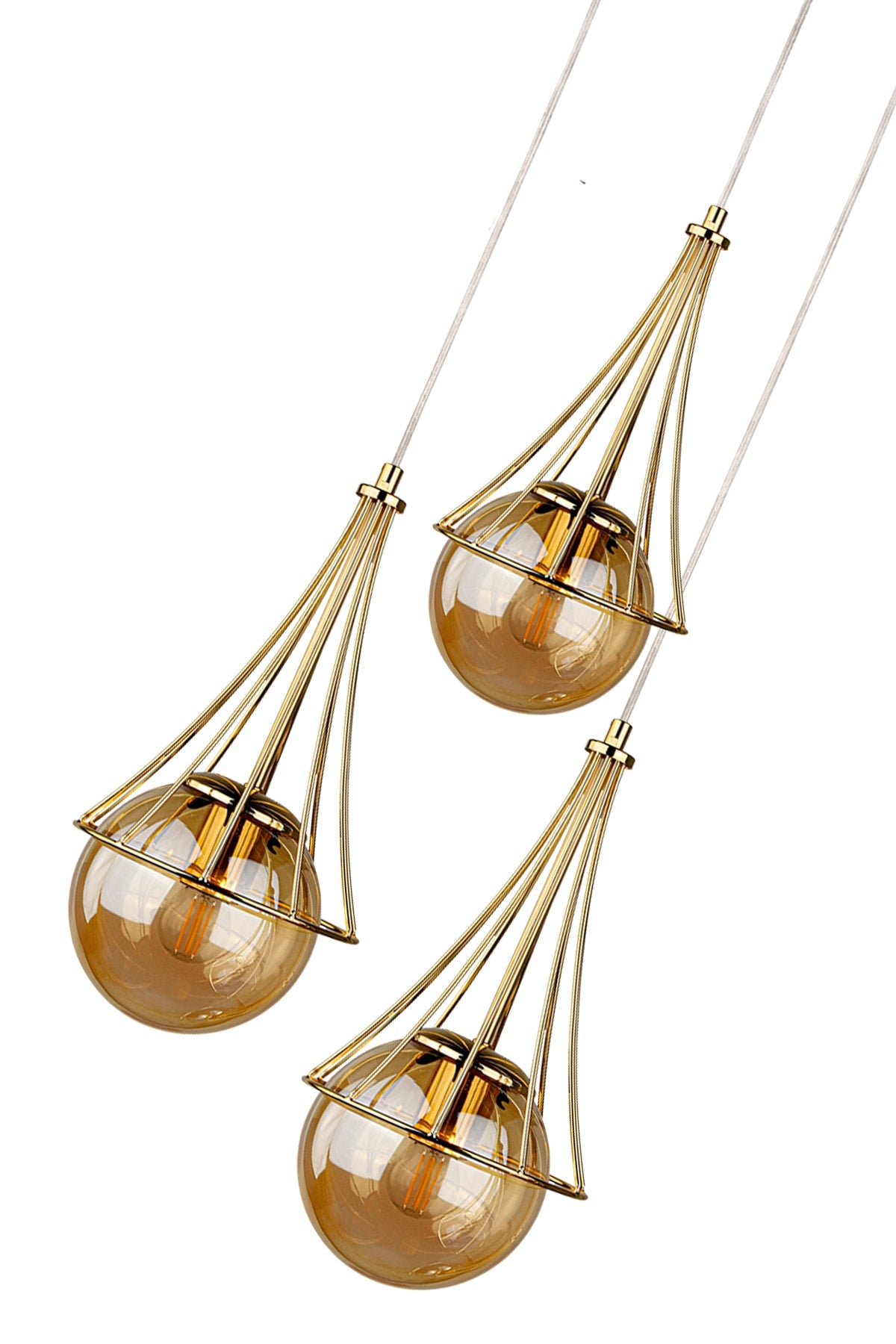 Lapis 3Rd Chandelier Gold-Honey Glop Glass