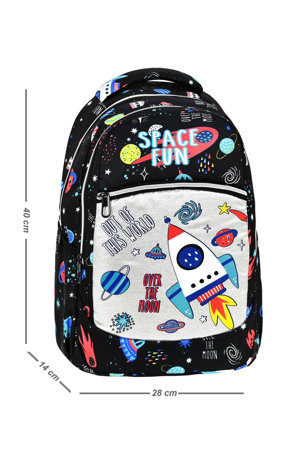 3-Pack Elementary School Space Patterned, Waterproof School Bag With Food And Pencil Holder For Boys