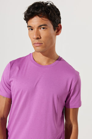 Men'S Purple Slim Fit Slim Fit 100% Cotton Crew Neck Short Sleeved T-Shirt