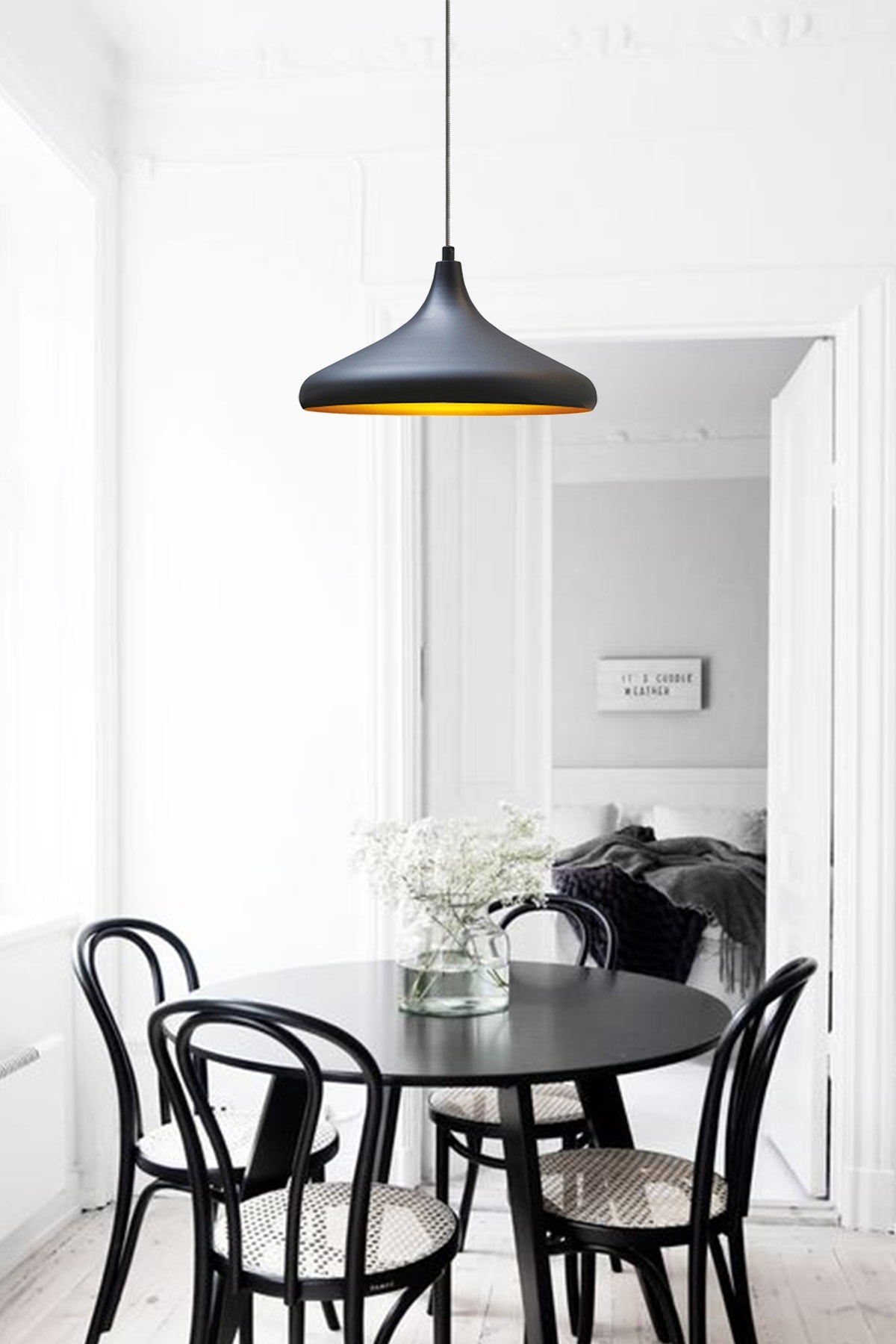 Champion Black Special Cable Chandelier - Aluminum 35 Cm Cafe Rustic Pendant Lamp Kitchen Lamp Models