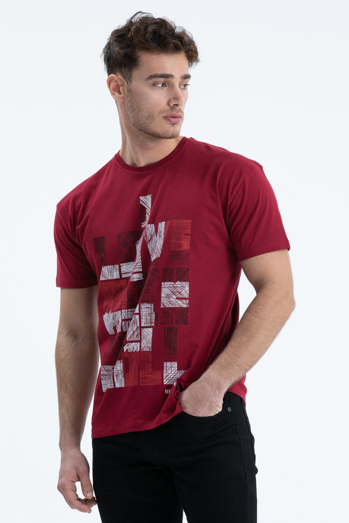 Men's T-Shirt Regular Fit S-4095 Claret Red