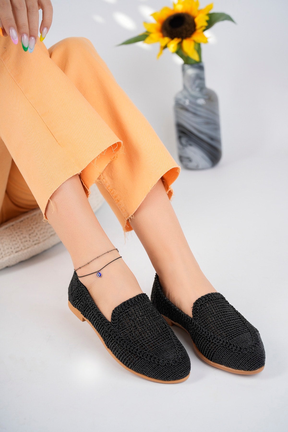 Women's Knitted Flat Shoes Women's Shoes Casual Shoes Black