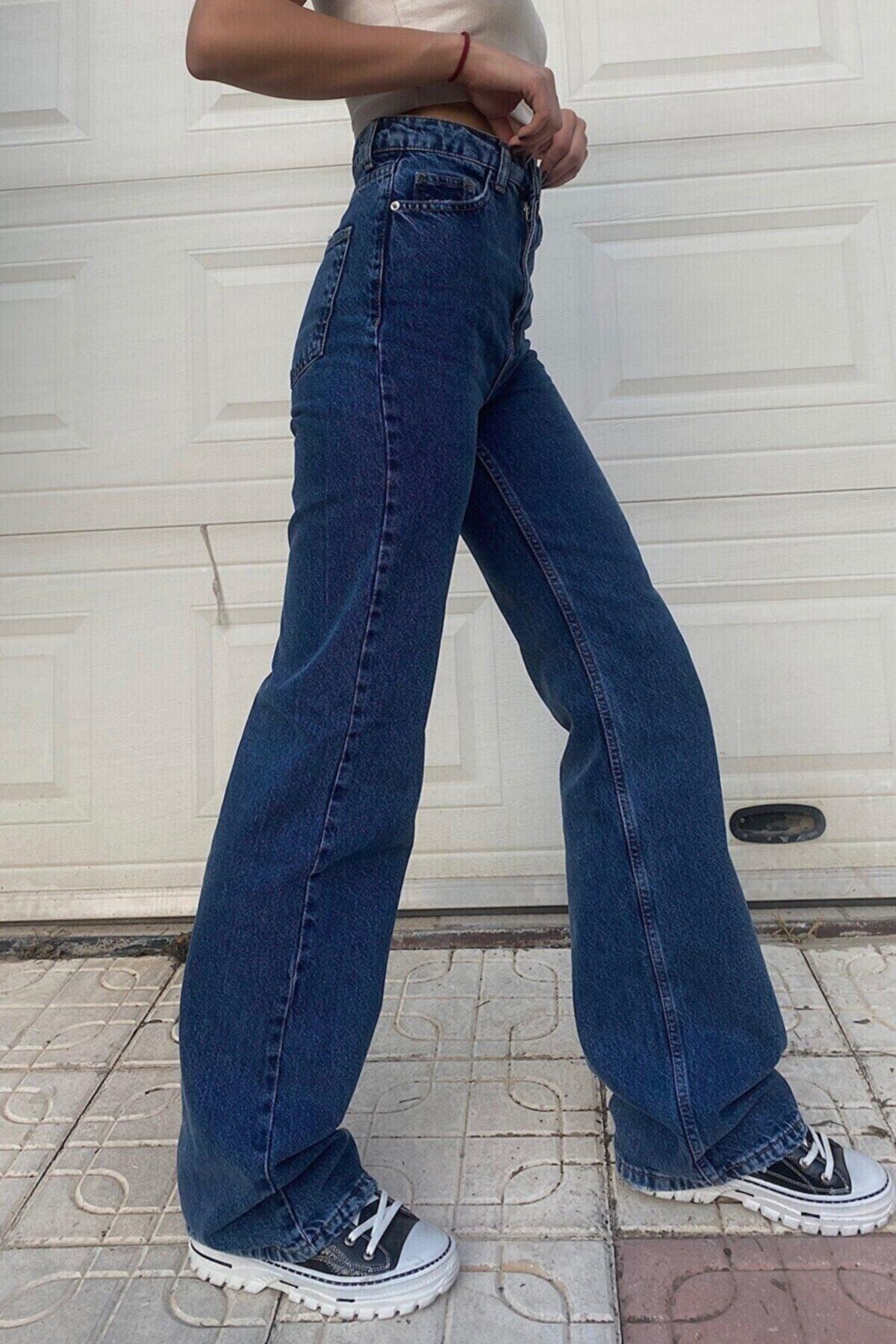 Veronika Fade Blue Lycra Super High Waist Loose Jeans Palazzo Pants - Swordslife