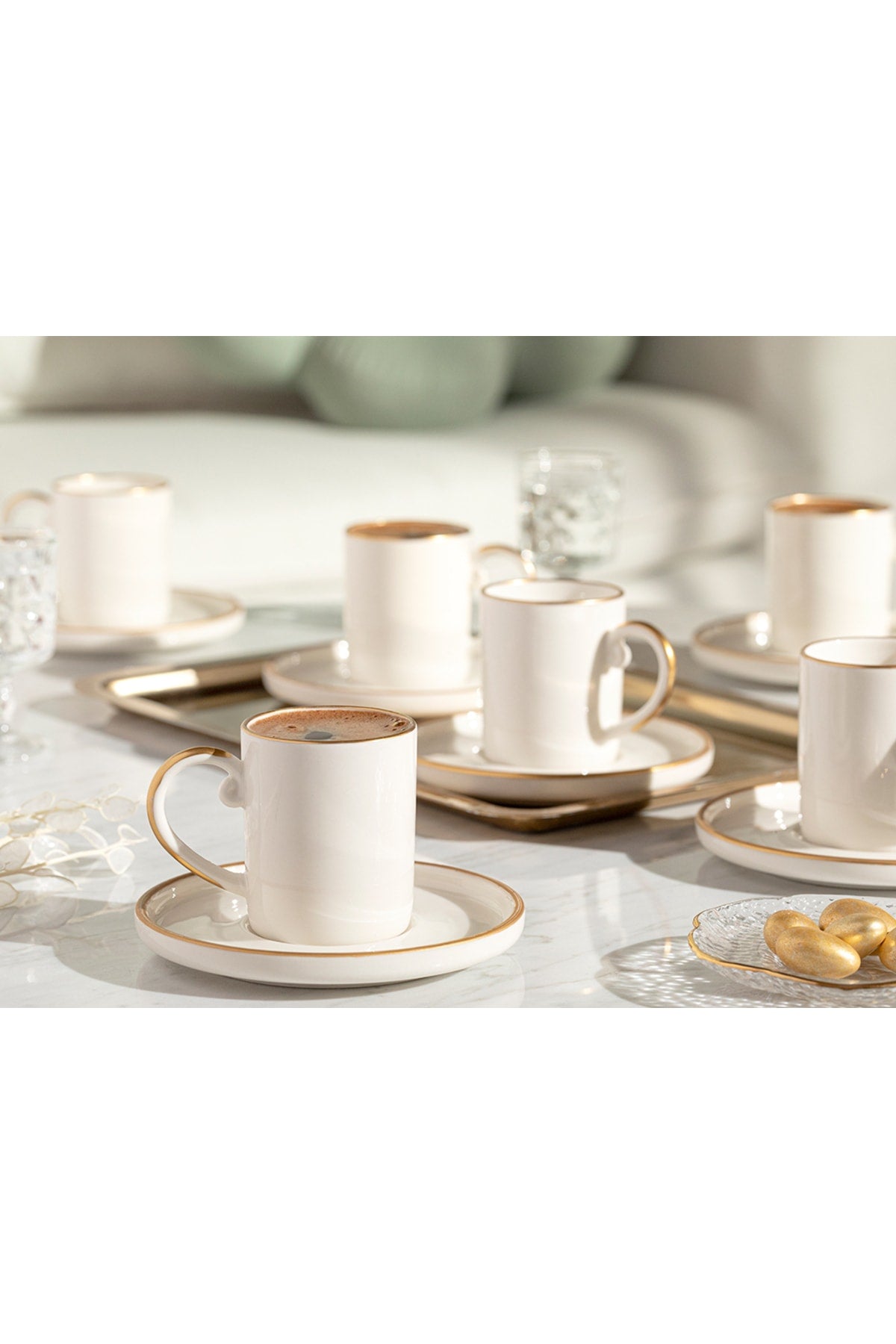 Marella Porcelain Set Of 6 Coffee Cups 85 Ml Gold