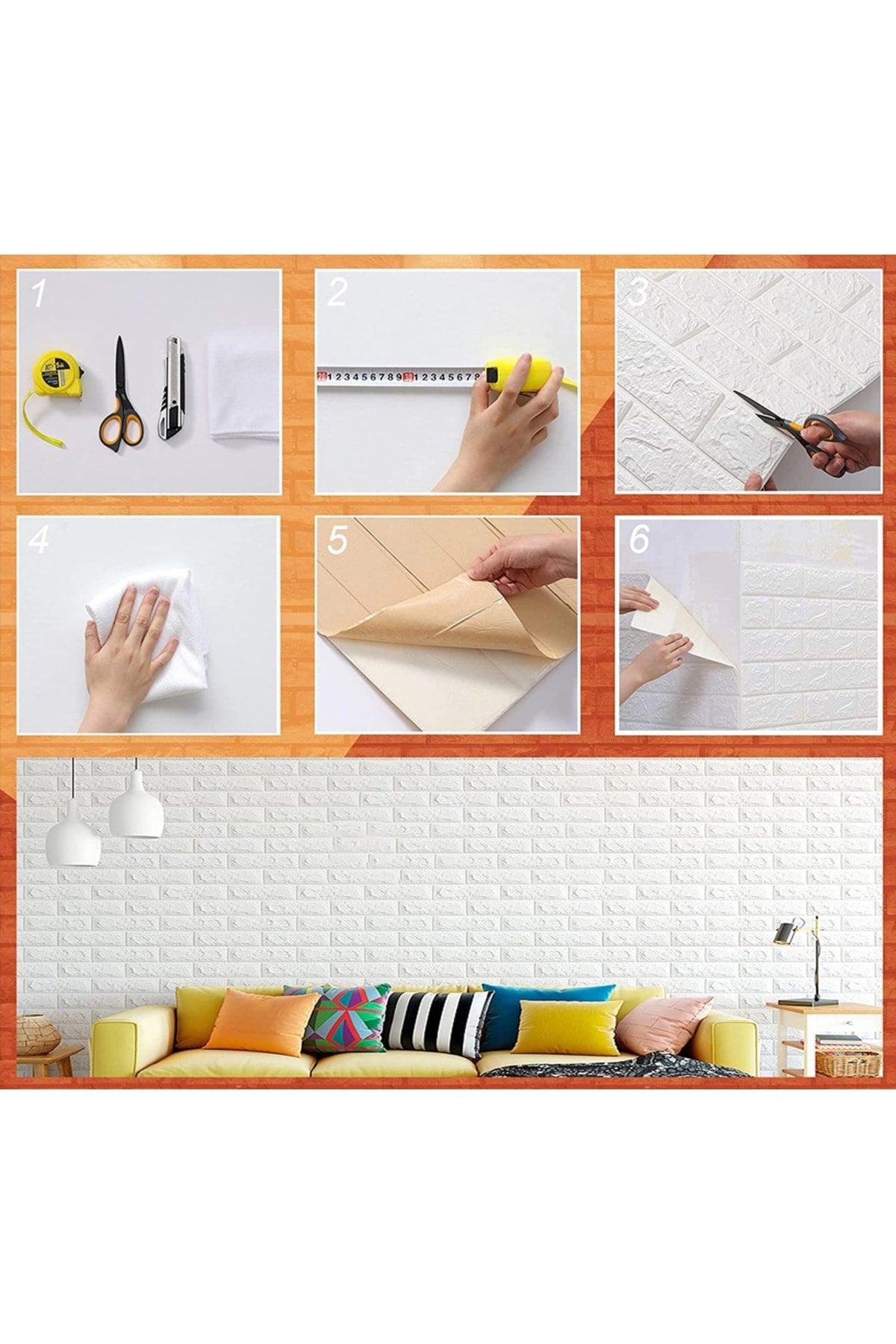 70x54 Cm Self Adhesive Flexible Foam Wallpaper Panel 3d Dimensional Brick Pattern - Swordslife