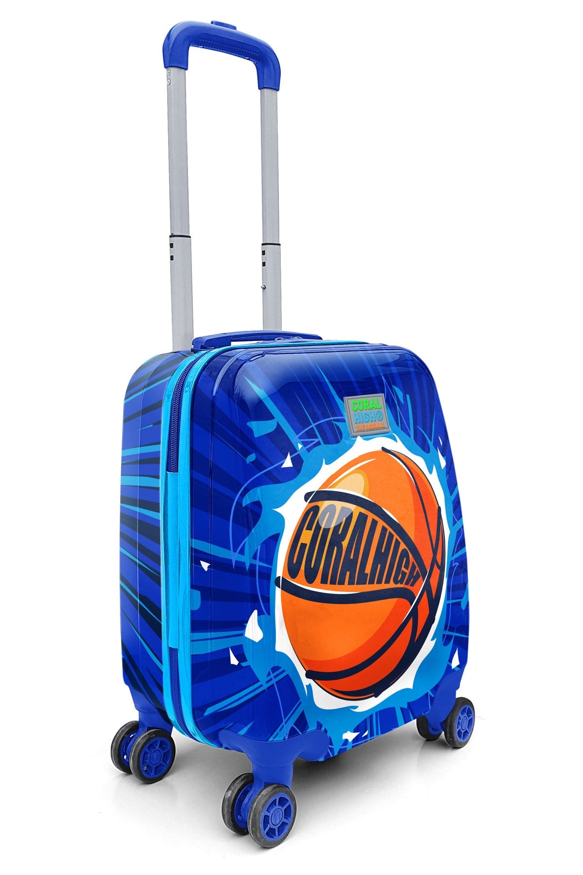 Kids Navy Blue Basketball Ball Patterned Child Luggage 16755