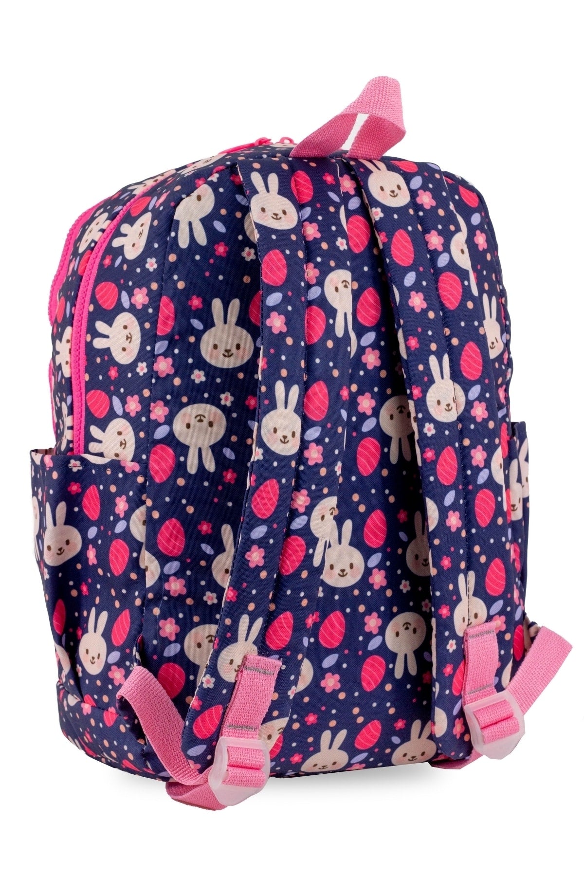 Rabbit Patterned Navy Blue 4-Compartment Washable Girls Primary School Backpack