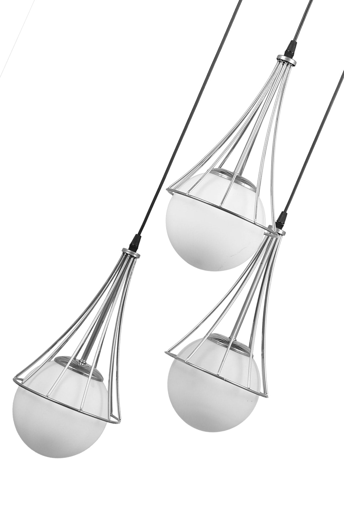 Lapis 3Rd Chandelier Chrome-White Glop Glass