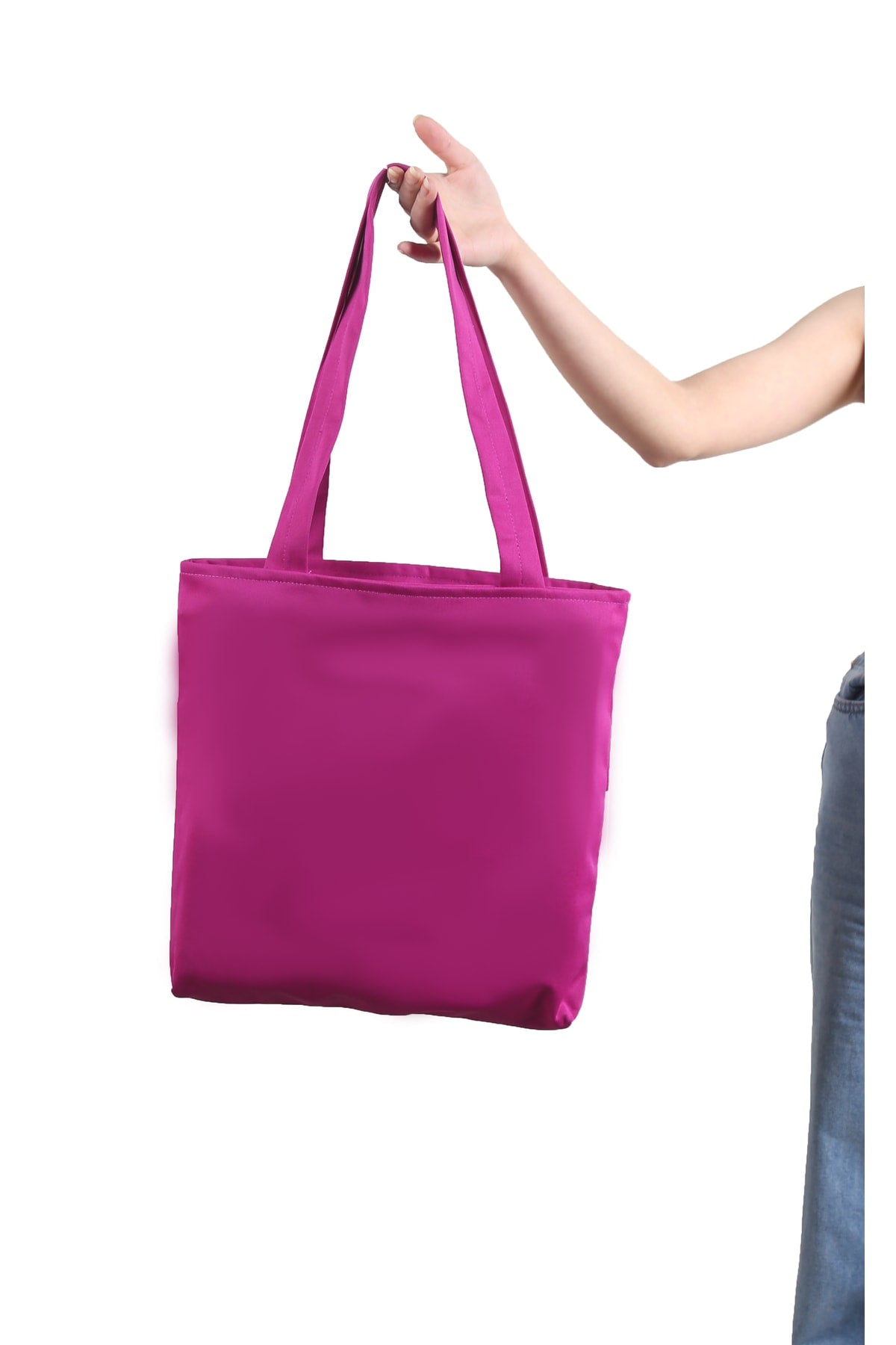 Women Purple Bag Zippered Hand And Shoulder Bag Canvas Fabric Tote Bag