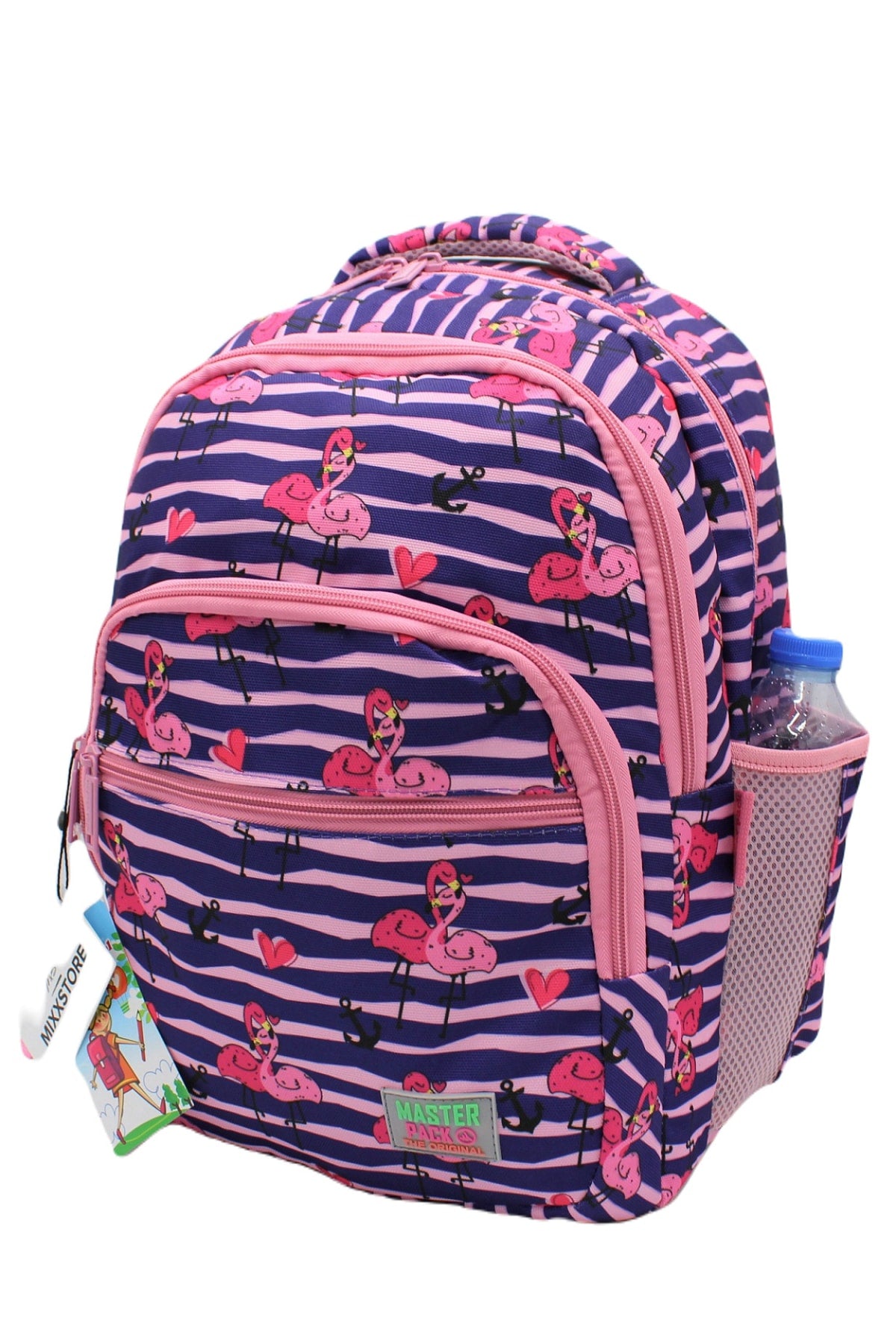 Flamingo Patterned Purple Color Master Pack Girl Backpack Primary School Bag With Food And Pencil Holder