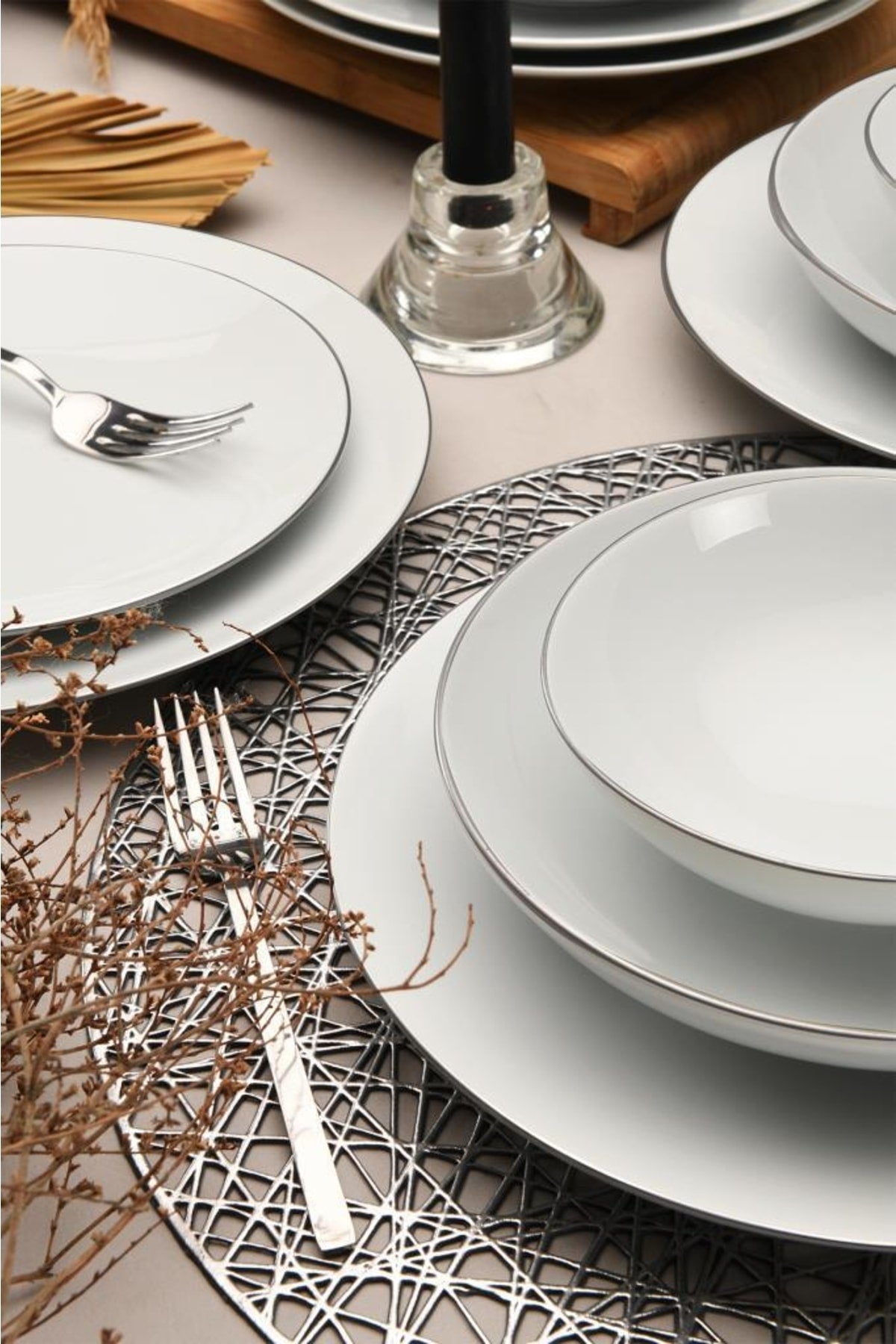 Athens 24 Pieces 6 Person Dinnerware Silver