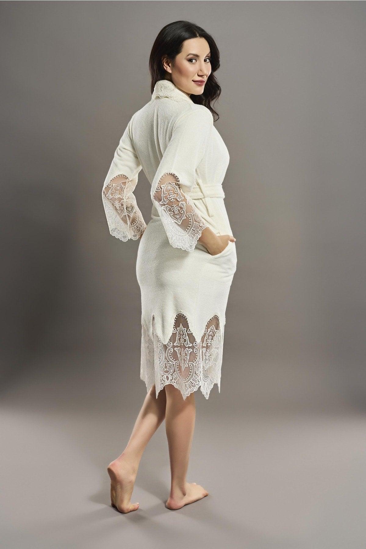 Lace Short Salyaka Curl Bamboo Cotton Bathrobe - Swordslife