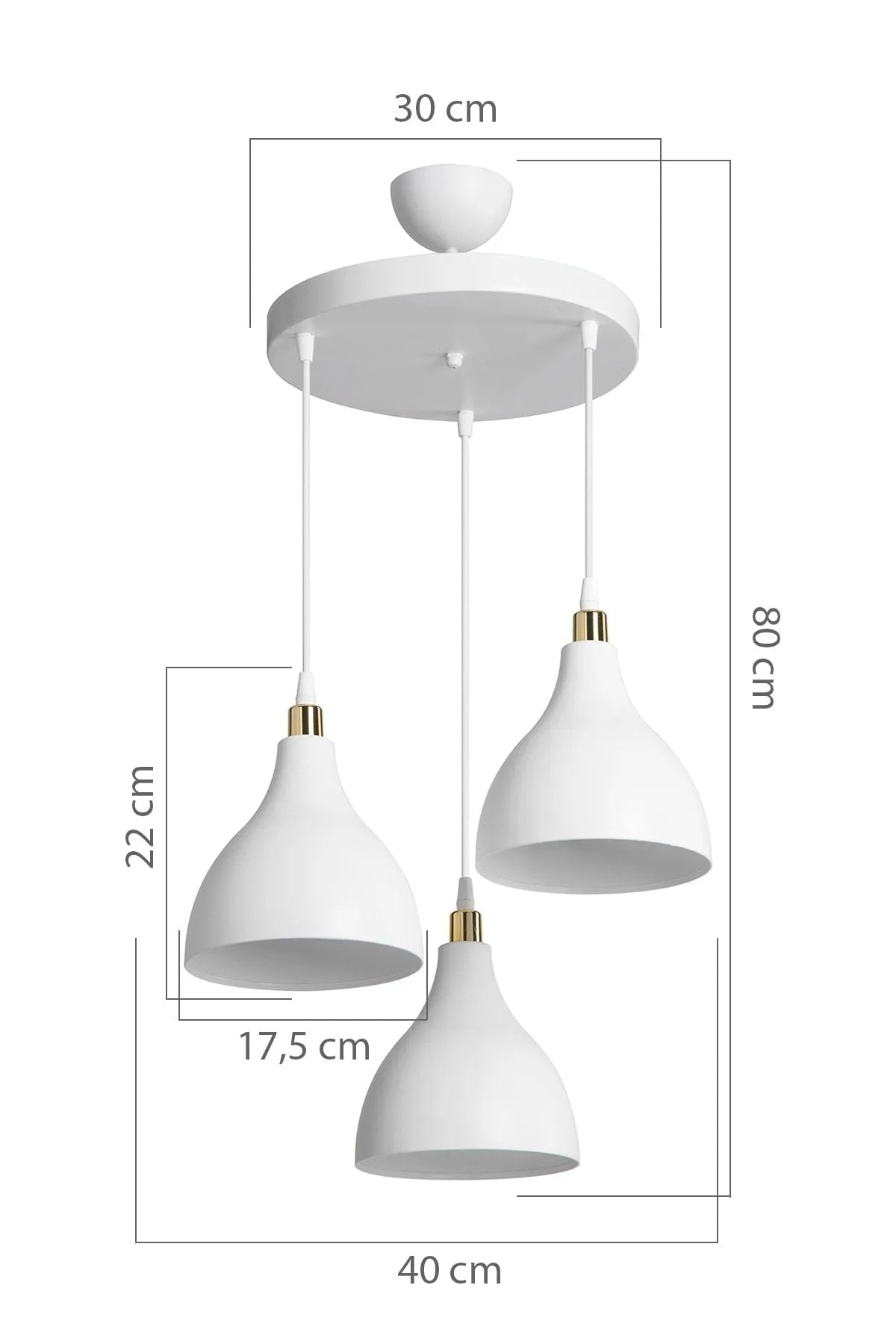 3-Piece Hanging White Pendant Lamp Chandelier Bedroom Living Room Kitchen Corridor Lamp