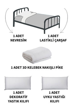 5 Pieces Elastic Bed Sheet, 3D Butterfly Pattern Children'S Room Cotton Single Pink Duvet Cover Set