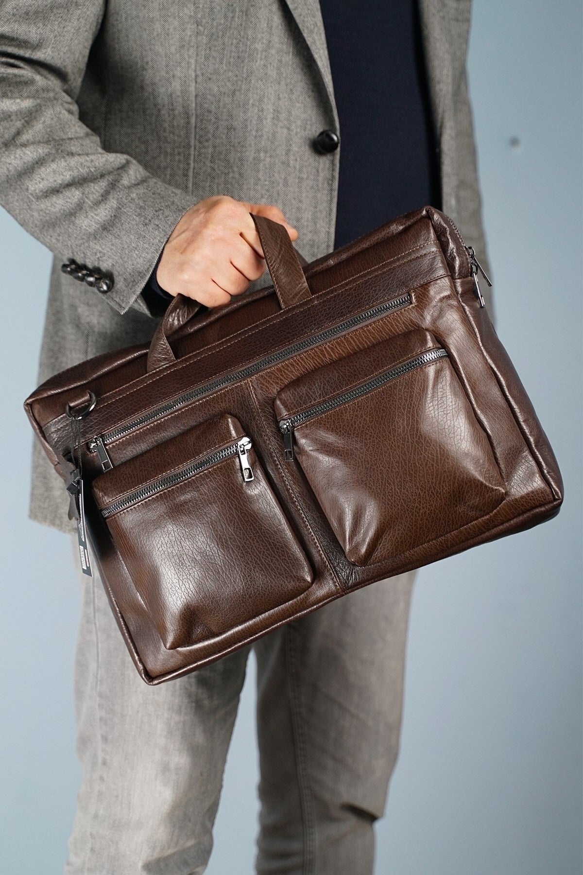 Genuine Leather Large Size Document Laptop Hand And Shoulder Bag