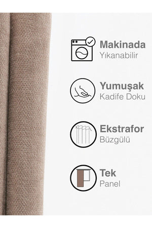 Velvet Textured Powder Color Island Backdrop Curtain Extraforward Pleated - Swordslife