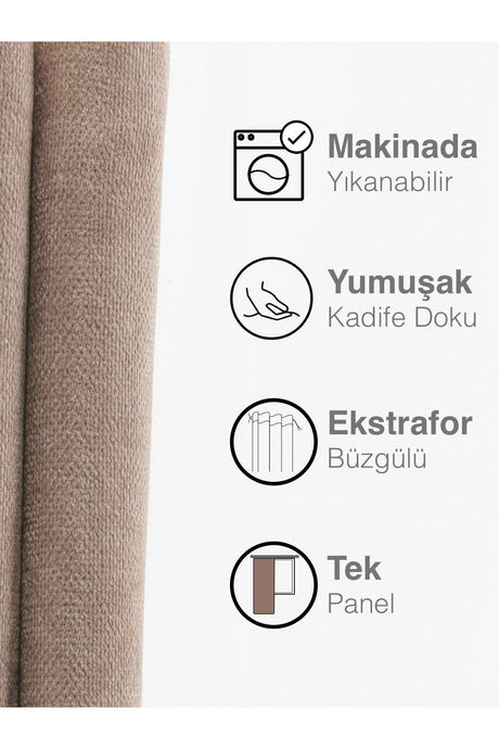 Velvet Textured Powder Color Island Backdrop Curtain Extraforward Pleated - Swordslife