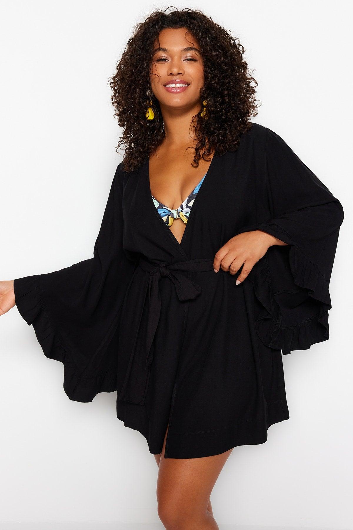 Black Flywheel Viscose Woven Kimono&Caftan TBBSS23DE00001 - Swordslife