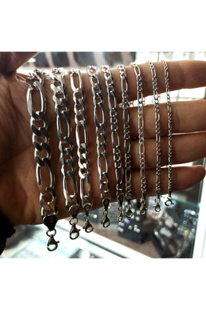 3Mm Figaro Model 925 Sterling Silver Men'S Bracelet Imprint 253882842
