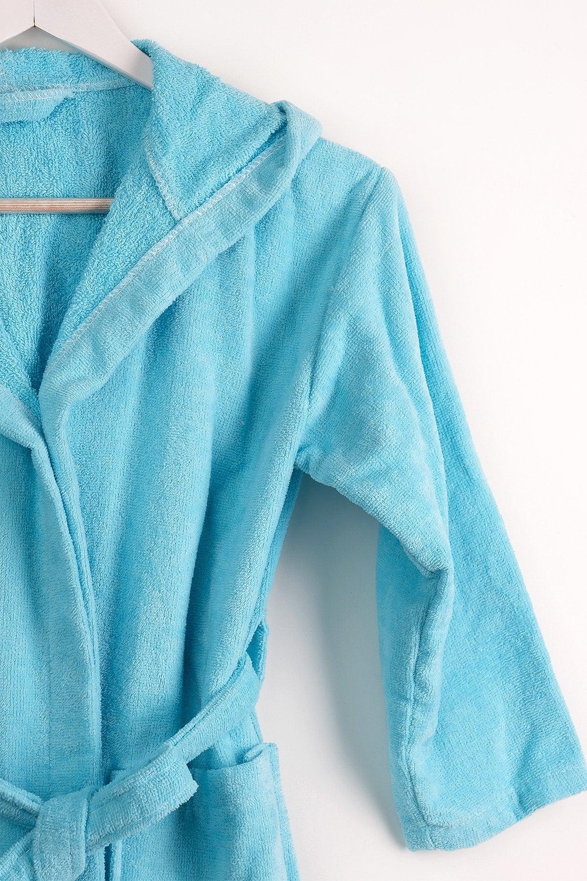 100% Cotton Hooded Velvet Turquoise Teen Robe / Waitress Size - Swordslife