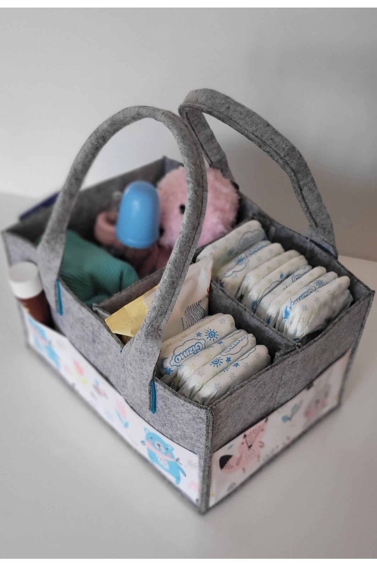 Handmade Multi-Purpose Felt Mother Baby Care And Organizer Bag Functional Organizer With Lid