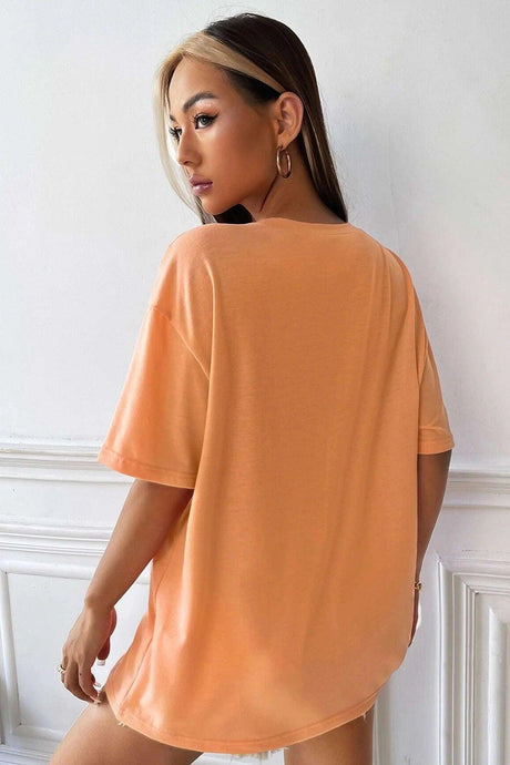 Women's Papaya Aloha Printed Oversize T-shirt - Swordslife