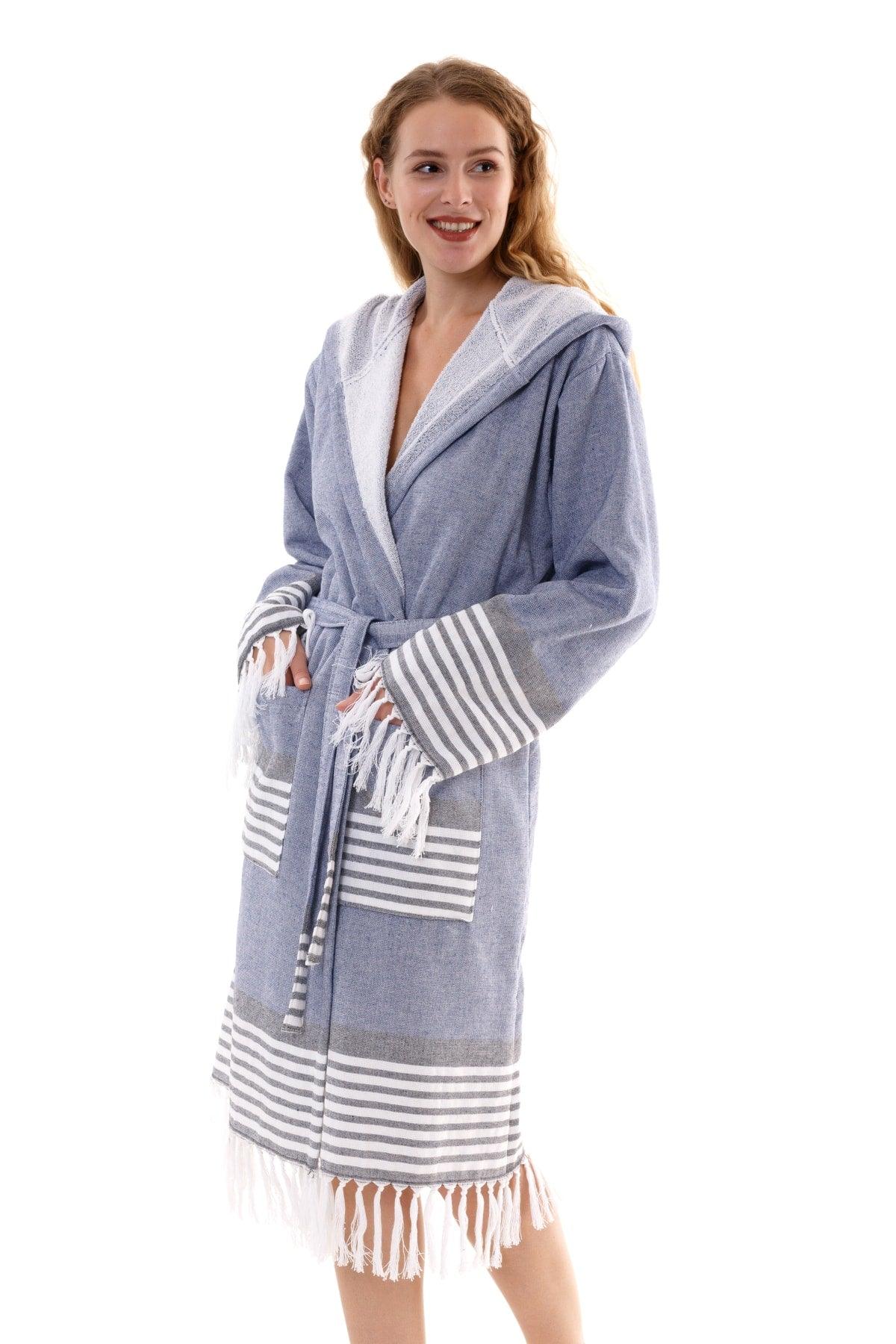 Set of 2 Large Size Bathrobes | Hooded Bathrobe &cotton Bath Towel Loincloth | Unisex (2xl-3xl-4xl) - Swordslife