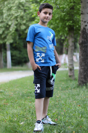 X Printed Men'S Capris Men'S Bottom-Top Tracksuit Set