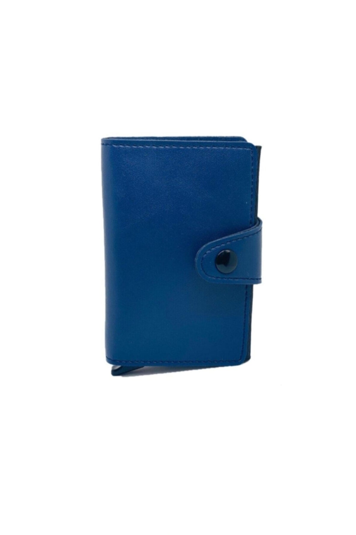 Automatic Mechanism Navy Blue Men's Wallet Card Holder Faux Leather