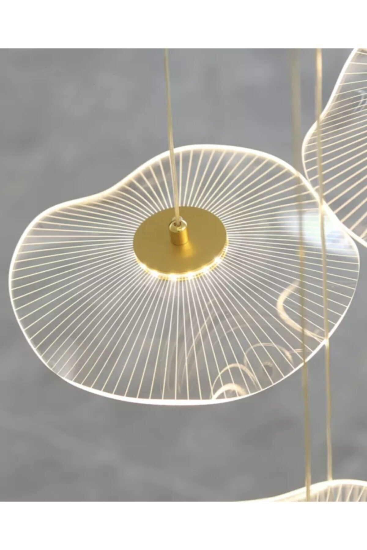 Luxury Exclusive Triple Round Pendant Lamp LED Chandelier Jellyfish Gold Yellow LED Chandelier