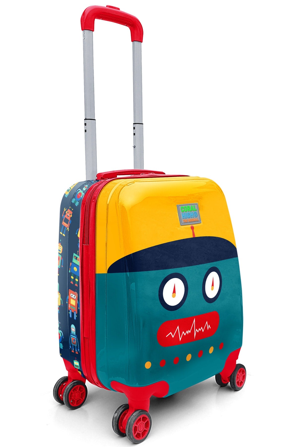 Kids Navy Blue Indigo Robot Patterned Child Suitcase 16746