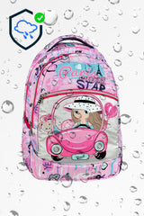 Set of 3, Pink Color Girl Patterned Primary School Bag + Lunch Box + Pencil Holder