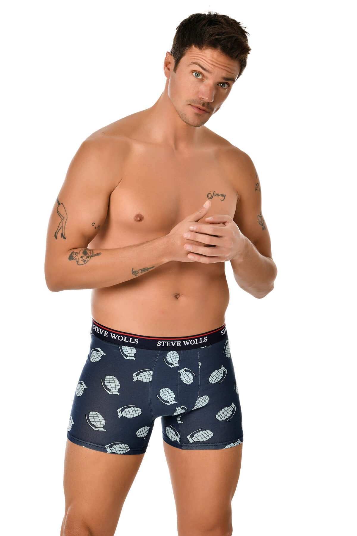 Men's Mixed Pattern Pigment Printed 5-Piece Boxer Set