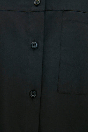 Black Balloon Back Sleeve Long Pocket Detailed Basic Woven Shirt TCTSS21GO0976 - Swordslife