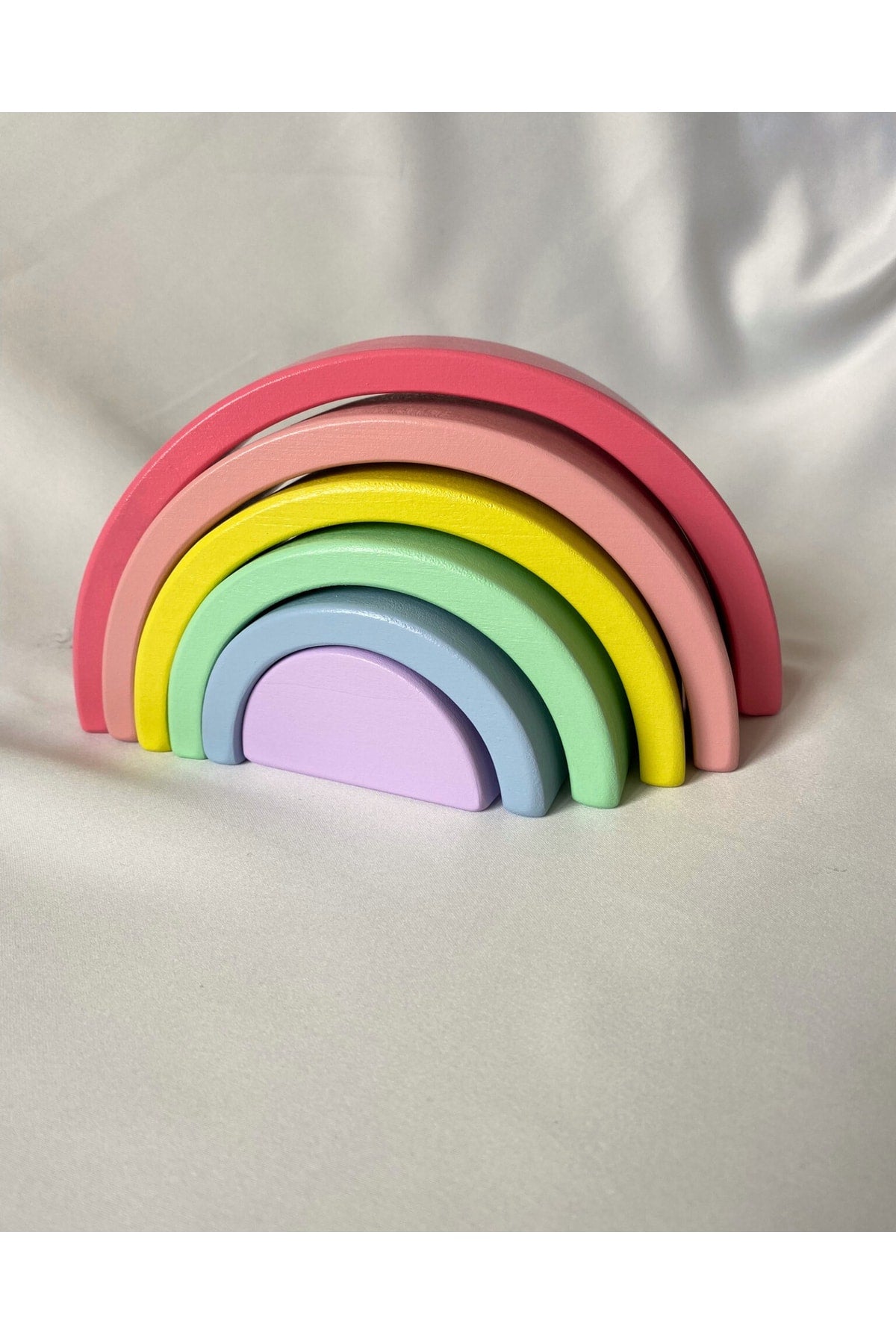 Waldorf 6 Piece Rainbow, 6 Pcs Peg Baby Tray Set Pastel Color Matching