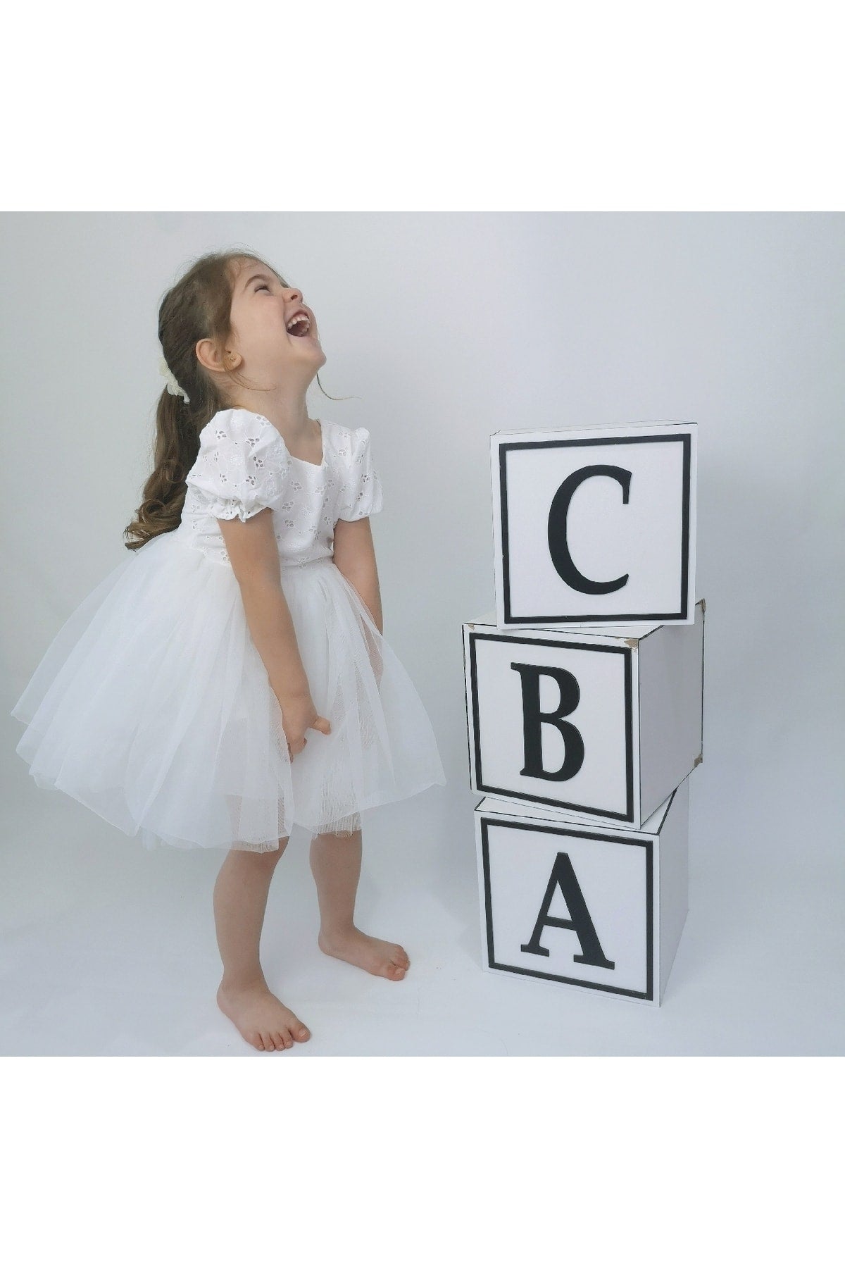Watermelon Sleeve Embroidered Tutu White Kids Dress (Must Read Product Description)