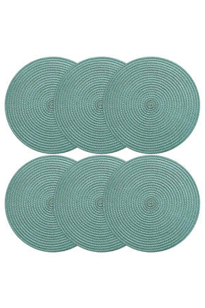 Carnival Mint Water Green Jute Placemat 2 Pieces Knitted Straw Base - Swordslife