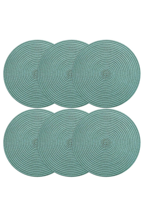 Carnival Mint Water Green Jute Placemat 2 Pieces Knitted Straw Base - Swordslife