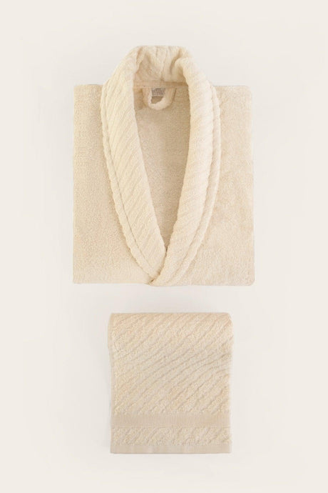 Lycian Salmon Cream 4 Pcs Family Bathrobe And Towel Set 2 Bathrobe 2 Towel Bathrobe Set Cotton Soft 1062a - Swordslife