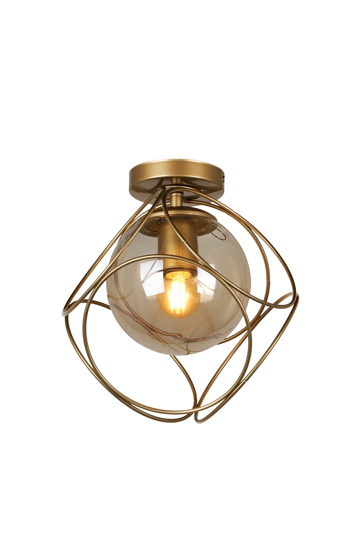 Suna Single Antique-Honey Glass Ceiling Mount Chandelier