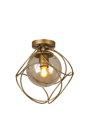 Suna Single Antique-Honey Glass Ceiling Mount Chandelier