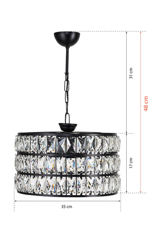 Heure Glass Chandelier Black Mdrn-45