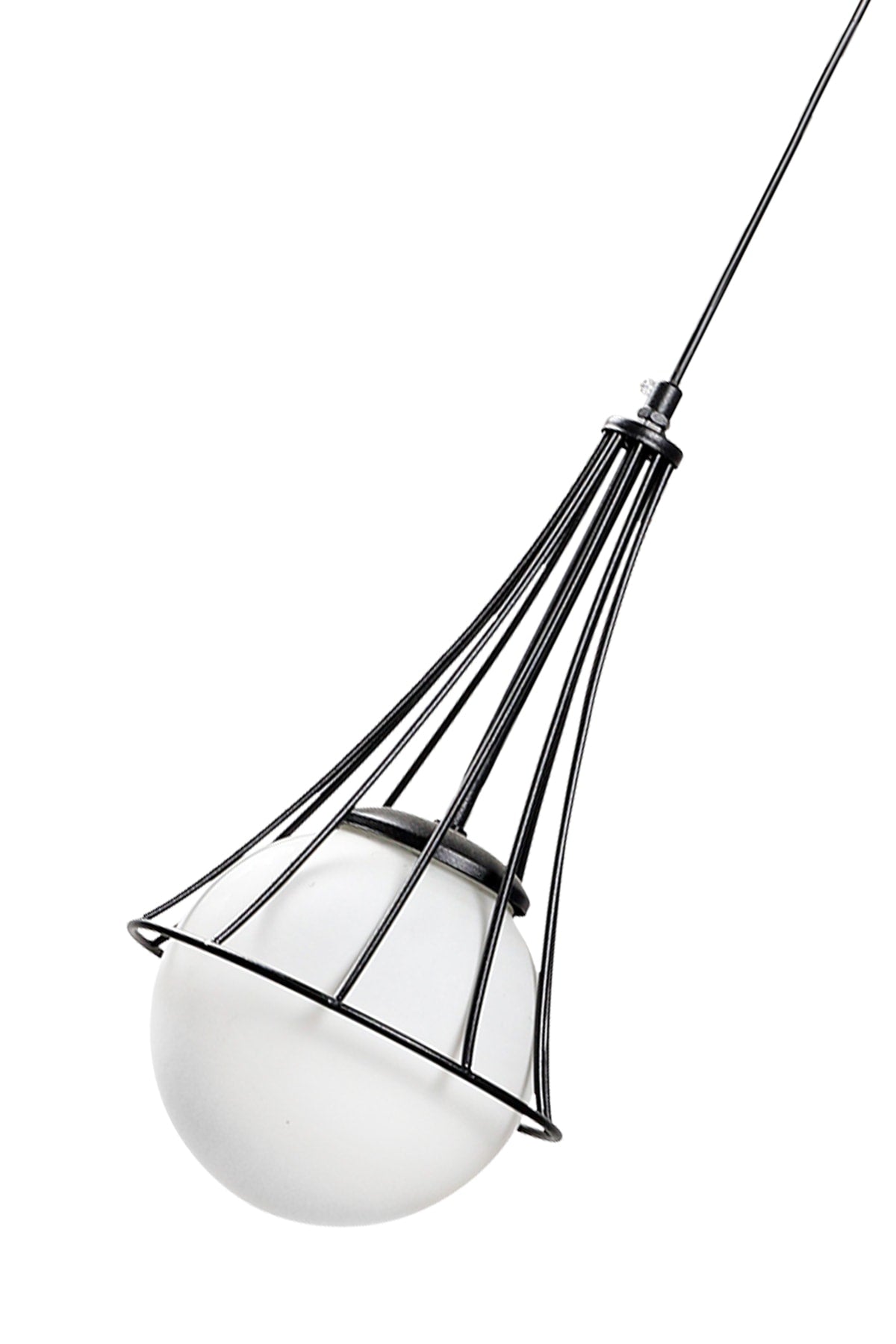 Lapis Single Black-White Glop Glass Chandelier