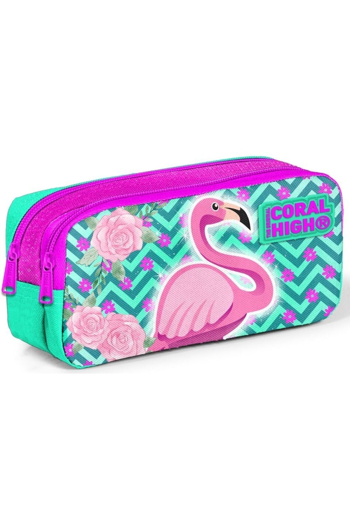 Coral High Green Flamingo Girls' Primary School Bag Set - Backpack+Food+Pencil Holder